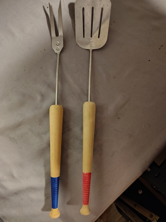 VINTAGE MCM USA Other - Vge Mid-Century Modern BBQ Grilling Set - Spatula & Fork w Baseball Bat Handles